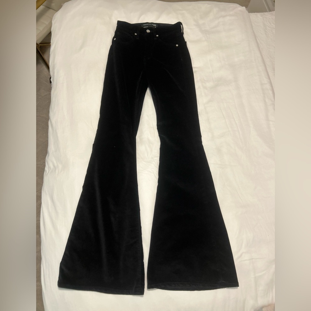 Veronica Beard Black Velvet Flare Women's Jeans - Picture 3 of 4
